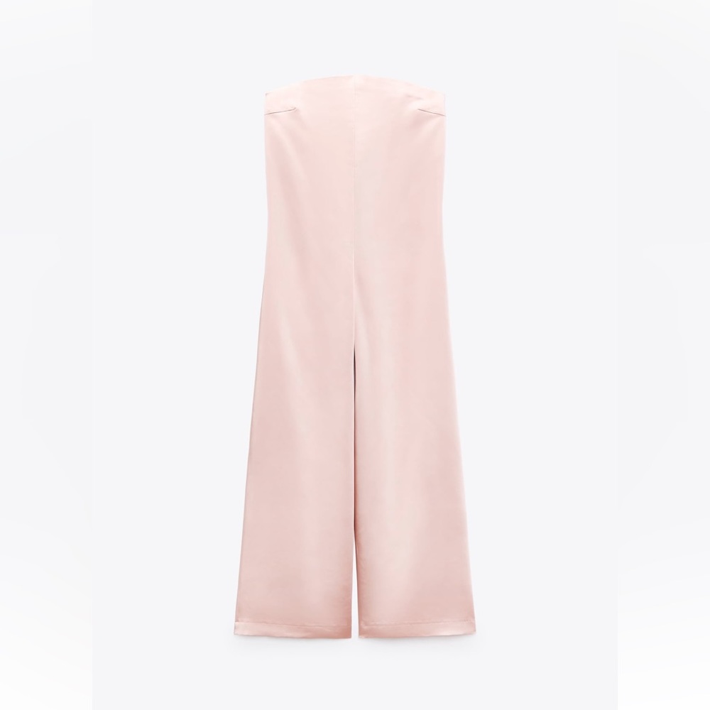 Zara STRAPLESS SATIN EFFECT JUMPSUIT. Pale Pink. Sizes XS, M, L. New with Tags. - Picture 7 of 10